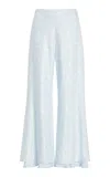 Jil Sander Cropped Satin Jacquard Pants In Light Blue
