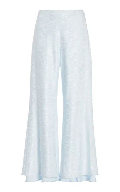 Jil Sander Cropped Satin Jacquard Pants In Light Blue