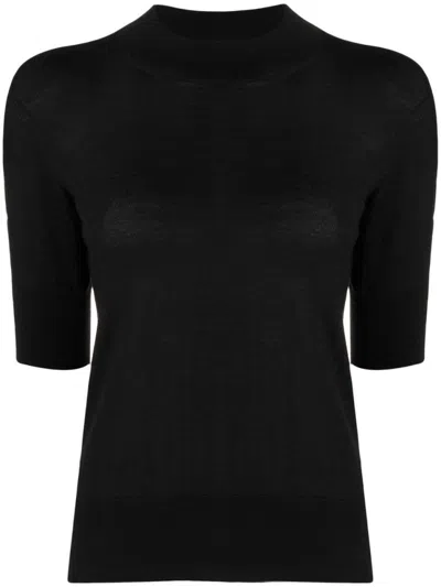 JIL SANDER JIL SANDER CROPPED SHORT SLEEVE SWEATER WITH HIGH NECKLINE