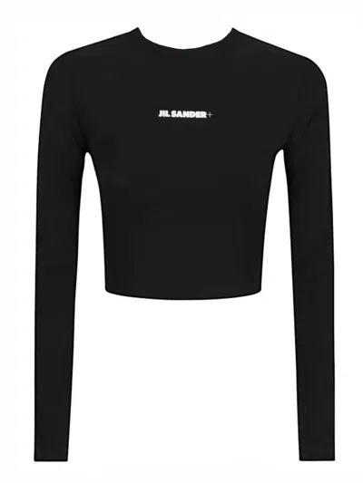 Jil Sander Cropped Top With Logo In Black