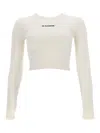 Jil Sander Fitted Cropped Polyamide-blend Long Sleeve Top In White