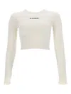 Jil Sander Fitted Cropped Polyamide-blend Long Sleeve Top In White