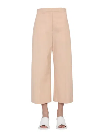Jil Sander Cropped Cotton Trouser In Neutral