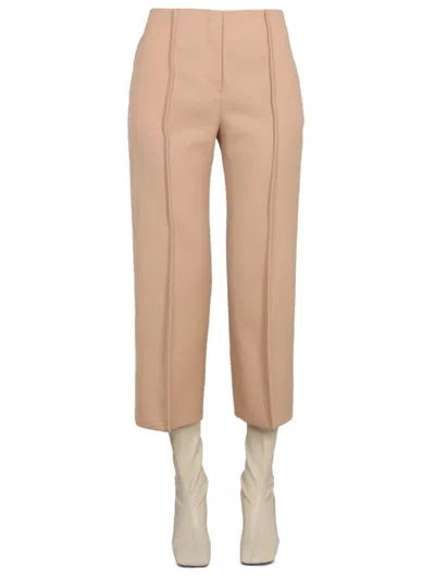 Jil Sander Cropped Wide-leg Wool Pants In Blue