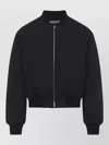 Jil Sander Cropped Wool Blend Bomber Jacket In Black