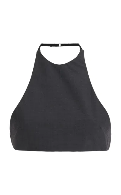 Jil Sander Cropped Wool Bra Top In Black