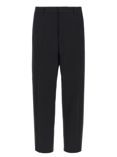 JIL SANDER CROPPED WOOL GABARDINE TROUSERS WITH ELASTIC WAISTBAND