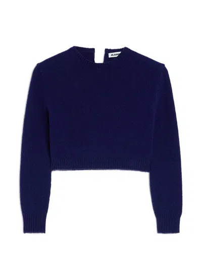 Jil Sander Cropped Wool Sweater In Blue