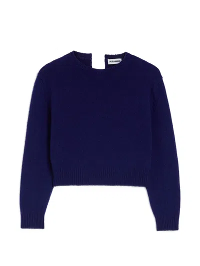 Jil Sander Cropped Wool Sweater In Blue