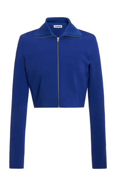 Jil Sander Cropped Zip-up Jacket In Blue