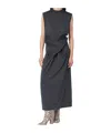 Jil Sander Gray Dress In Wool With Crossover Detail Women In Black