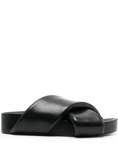 JIL SANDER CROSS-OVER LEATHER SANDALS