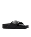 Jil Sander Black Leather Crossover Sandals In Black