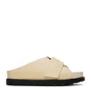 Jil Sander Beige Cross-strap Leather Slides In Nude