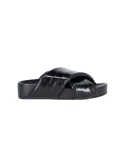 Jil Sander Crossed Sandals In Black