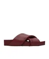 Jil Sander Crossover Leather Sandals In Brown