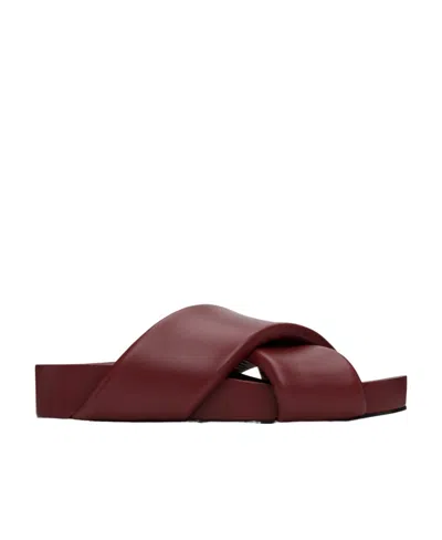 Jil Sander Crossover Leather Sandals In Brown