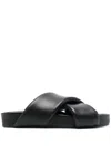 Jil Sander Black Sandals With Criss Cros Bands In Black