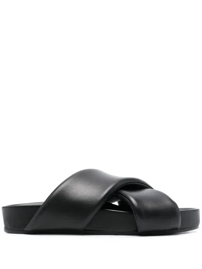 JIL SANDER CROSSOVER-STRAP DETAIL SLIDES