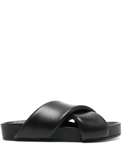 JIL SANDER CROSSOVER-STRAP LEATHER SANDALS