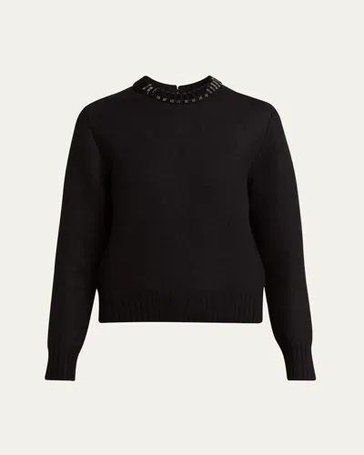 Jil Sander Black Alpaca Shrunken Fit Sweater In 001 Black