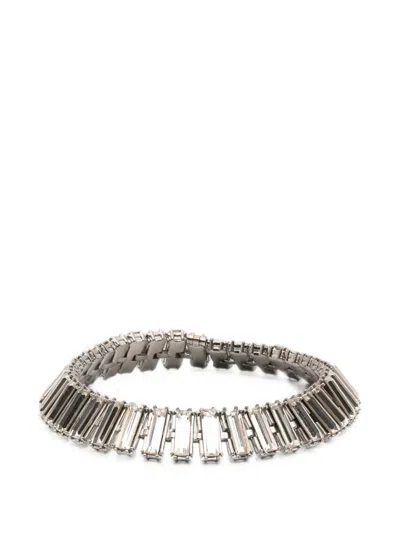 Jil Sander Crystal Baguette-cut Bracelet In Metallic