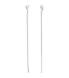 Jil Sander Silver Crystal Chain Drop Earrings In Grey