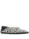 Jil Sander Crystal-embellished Ballerina Shoes In Black
