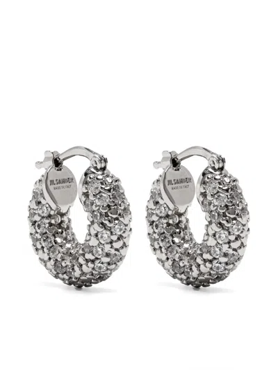 Jil Sander Creolen Mit Kristallen In Silber