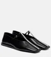 Jil Sander Leather Ballerinas Embellished Strap Flat Sole Pointed In Black