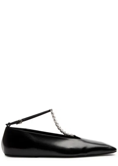 Jil Sander Crystal-embellished Ballet Flats Black