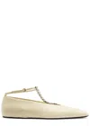 Jil Sander Crystal-embellished Leather Ballet Flats In Ivory
