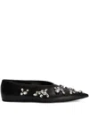Jil Sander Crystal-embellished Pointed-toe Ballet Flats In Multi