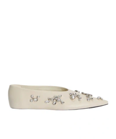 JIL SANDER CRYSTAL-EMBELLISHED POINTED-TOE BALLET FLATS