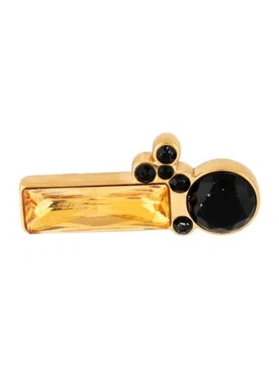 Pre-owned Jil Sander Crystal Tone Brooch In Black