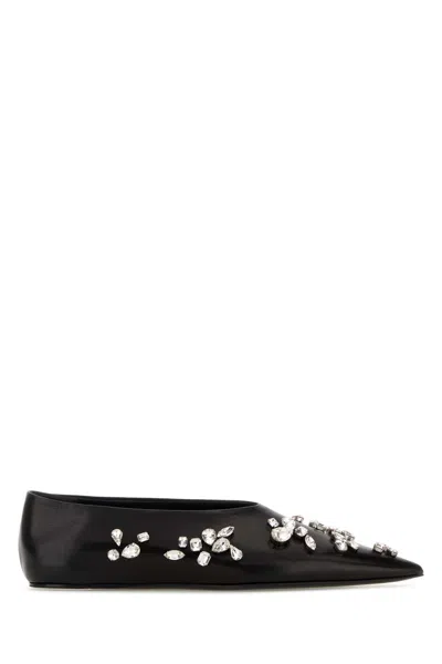 Jil Sander Crystal-embellished Ballerina Flat In Black