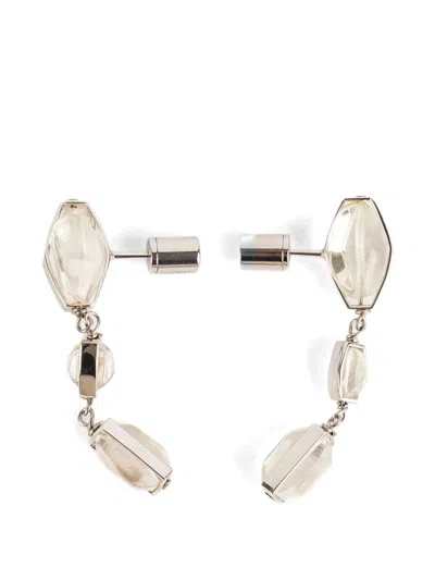 Jil Sander Crystal-embellished Drop Earrings In Silver
