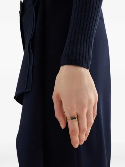 Jil Sander Crystal-embellished Logo-engraved Ring In Gold
