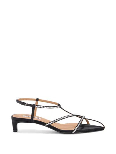 Jil Sander Crystal-embellished Pointed-toe Sandals In Black