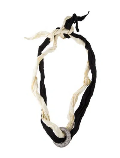 Pre-owned Jil Sander Cubic Zirconia & Silk Pendant Necklace, 45" In Multi