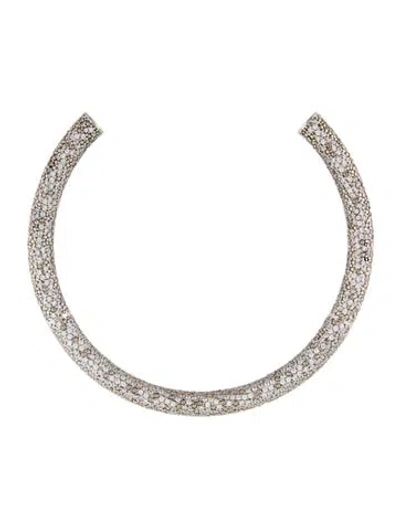 Pre-owned Jil Sander Cubic Zirconia Choker Necklace, 11.25" In Multi