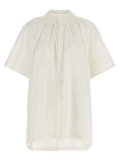 Jil Sander Curled Crew Neck Shirt In White