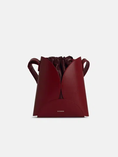 Jil Sander 'curve' Burgundy Leather Crossbody Bag In Bordeaux