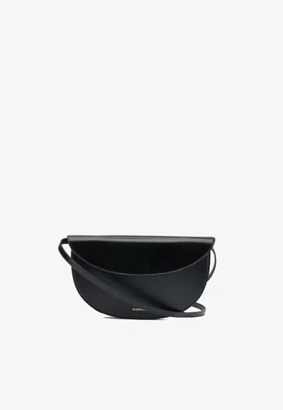 Jil Sander Curve Calf Leather Clutch Bag In Black