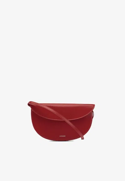 Jil Sander Curve Calf Leather Clutch Bag In Red