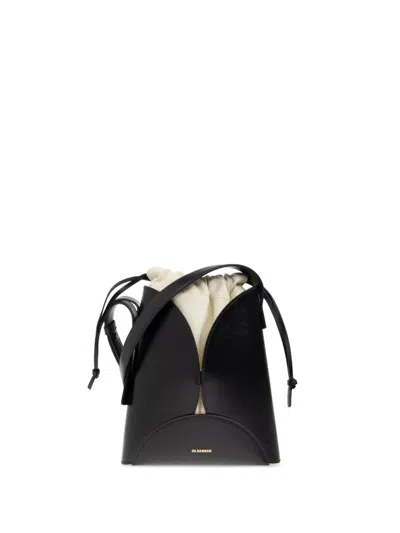 Jil Sander Curve Cross Body Bag In Black