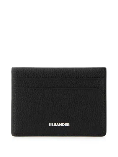 Jil Sander Curve Grained Leather Card Holder In Pink