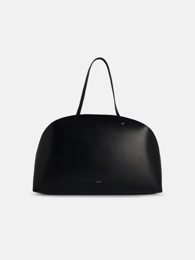 Jil Sander 'curve' Large Black Leather Crossbody Bag