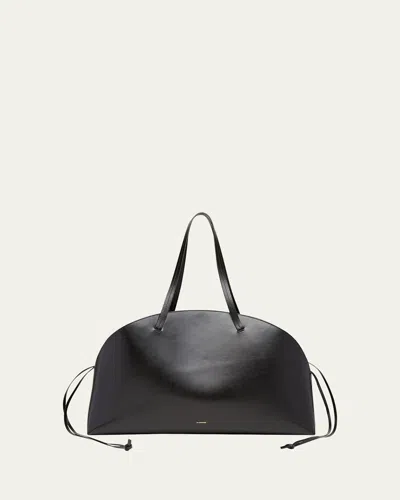 Jil Sander Curve Large Leather Shoulder Bag In Black