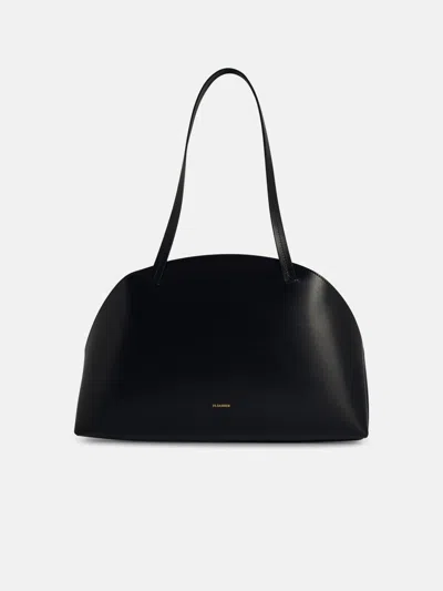 Jil Sander 'curve' Medium Black Leather Crossbody Bag